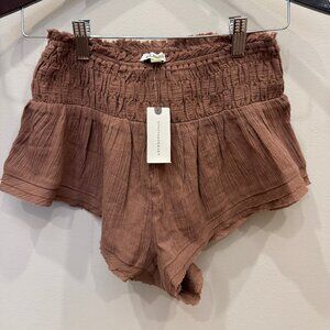 Clandie for Anthropologie Textured Brown Gauze Shorts (XS, NWT)